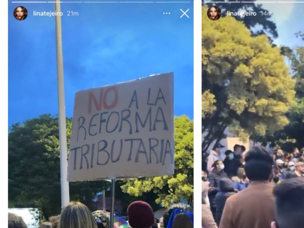 Lina Tejeiro y Alejandro Riaño protestaron contra la Reforma Tributaria