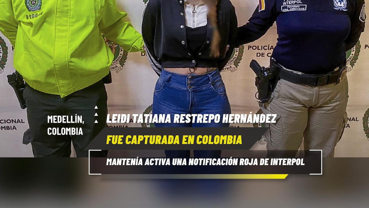 Interpol detiene en Medellín a mujer buscada por narcotráfico en Ecuador