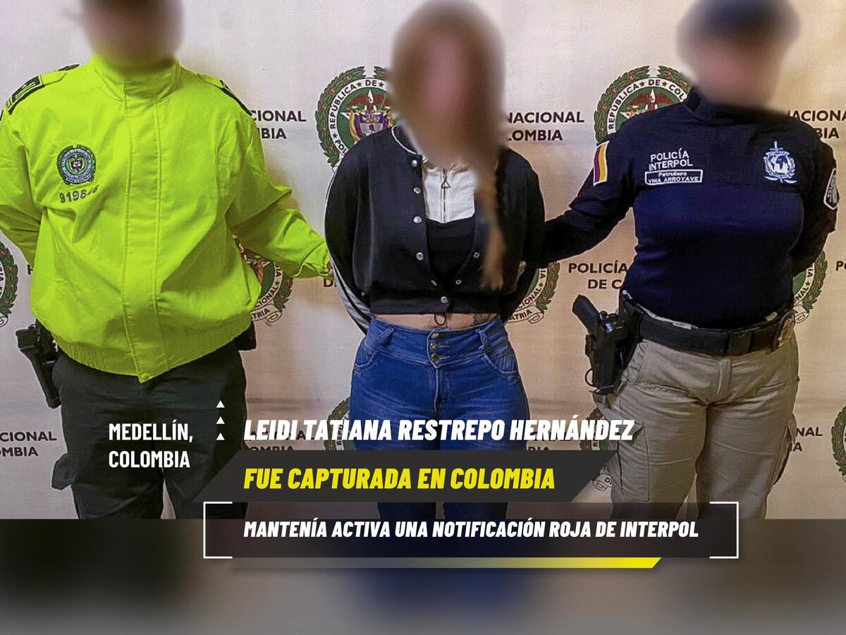 Interpol detiene en Medellín a mujer buscada por narcotráfico en Ecuador