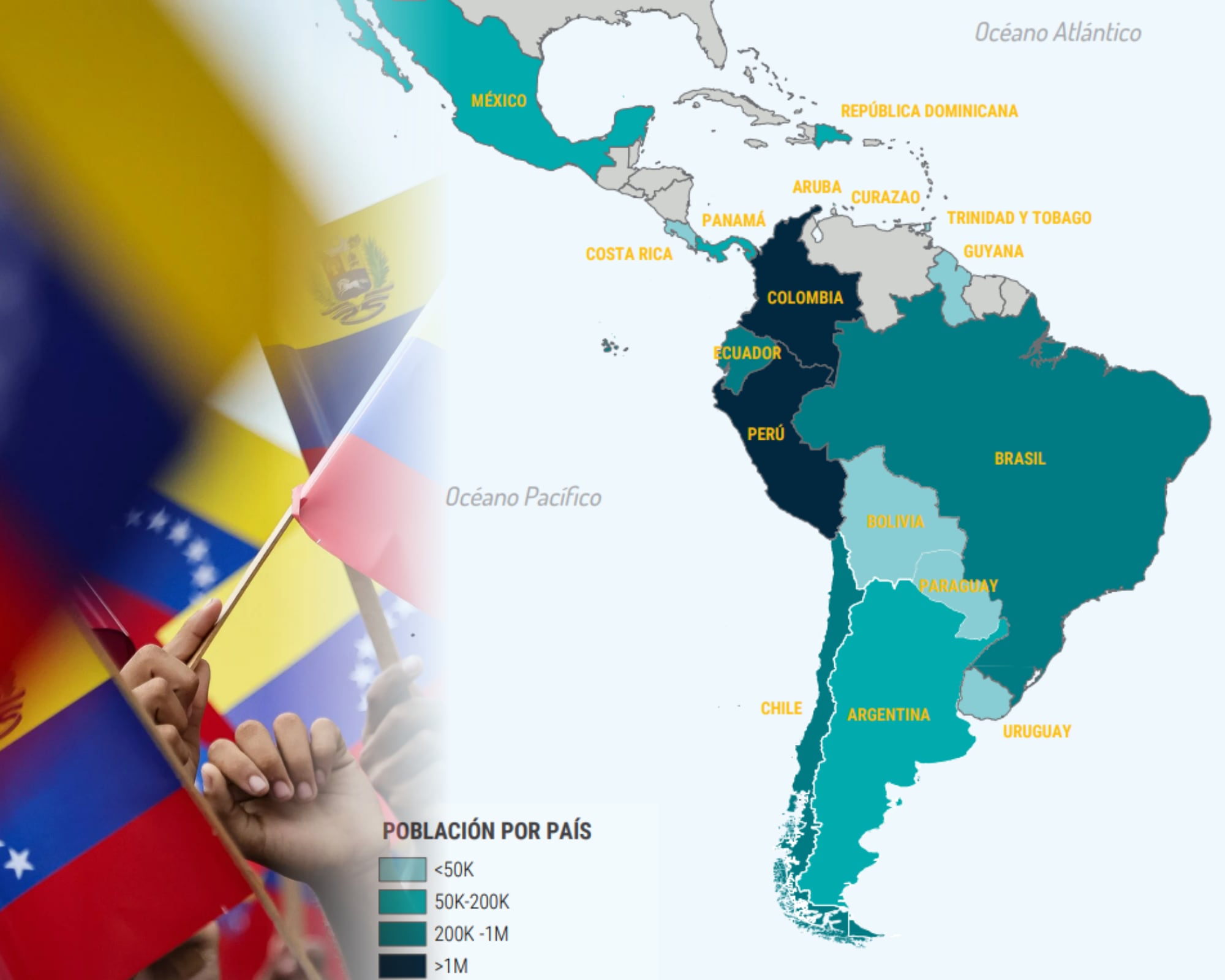 Luego de más de 10 años de migración venezolana constante, solo en América Latina se contabilizan cerca de 7 millones de venezolanos que han sido obligados a dejar su país.
(Foto:    Caracol Radio / Getty / Cortesía)