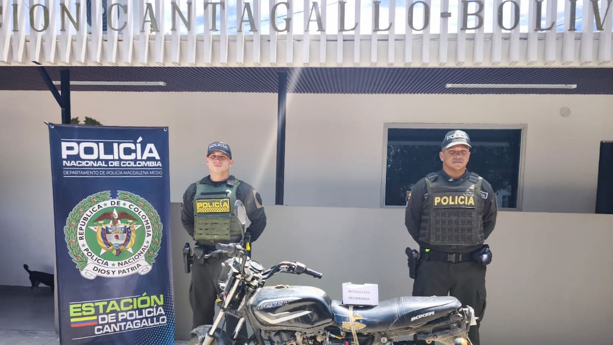 Policía logró recuperación de motocicleta hurtada en Cantagallo, Bolívar