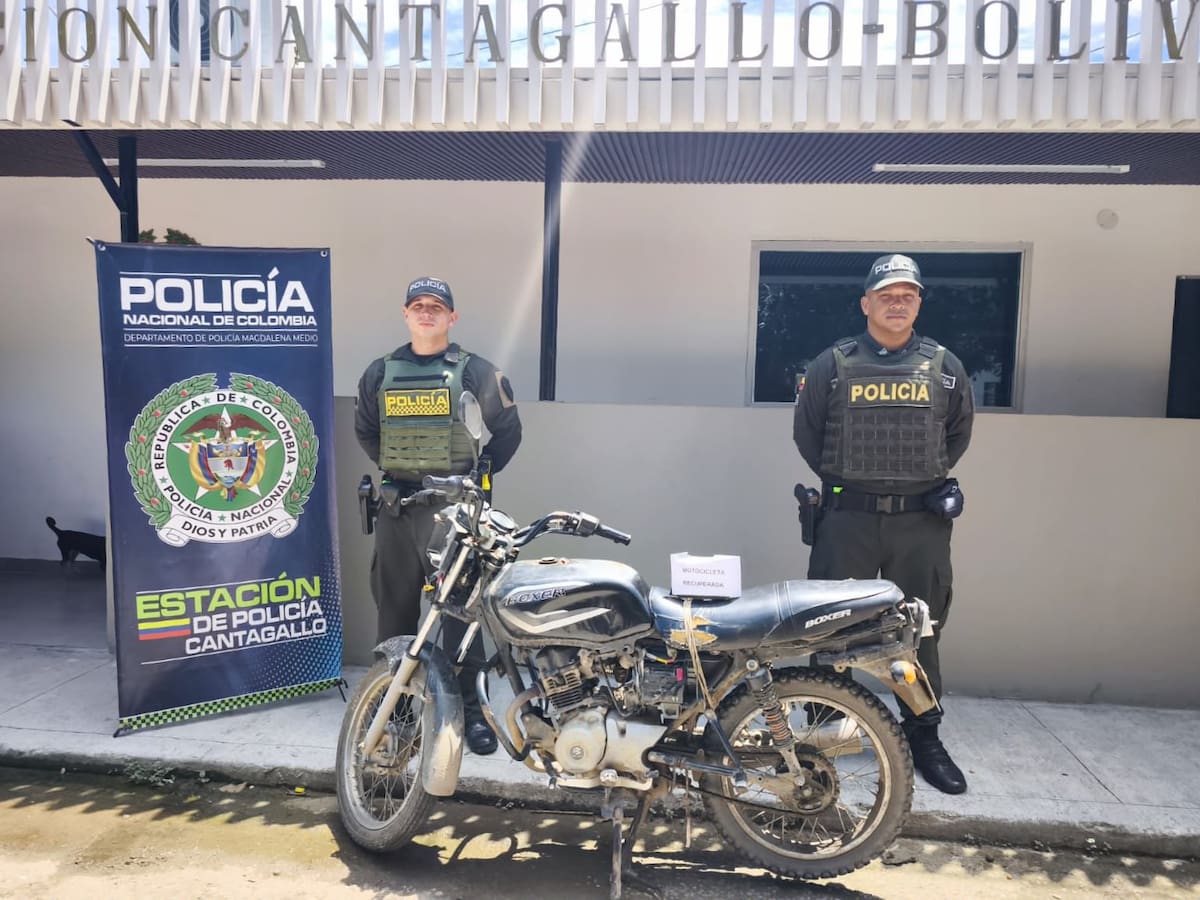 Policía logró recuperación de motocicleta hurtada en Cantagallo, Bolívar