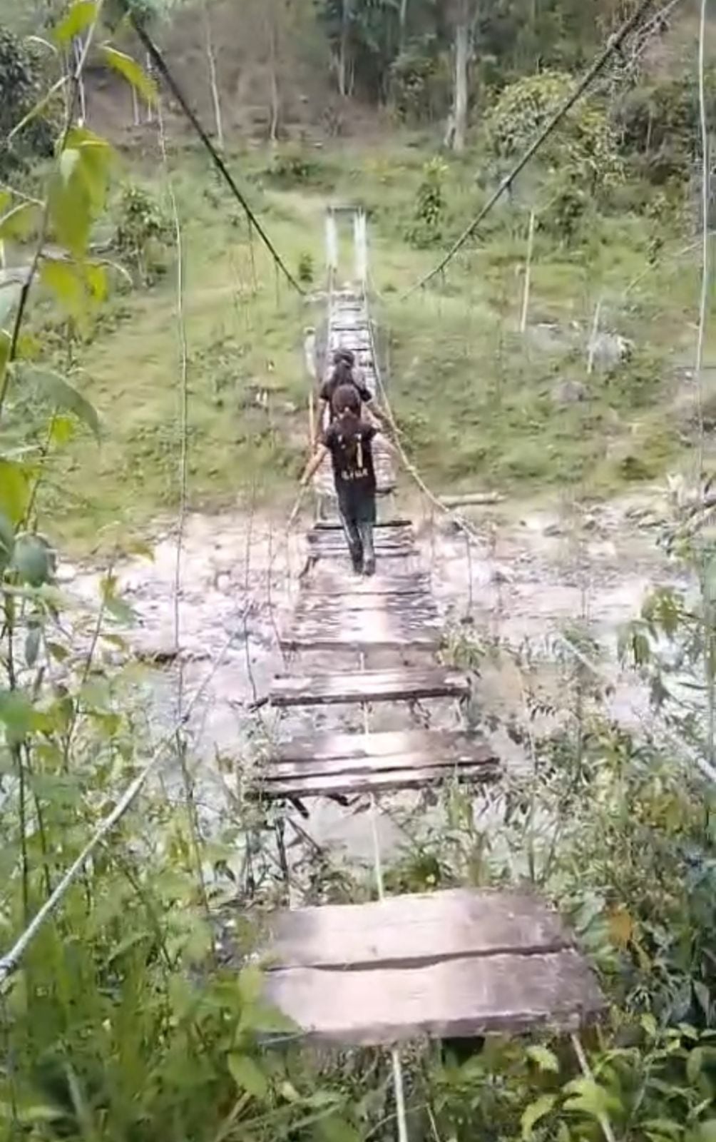 Puente hamaca vereda El Filo, municipio La Esperanza. / Foto: Cortesía.