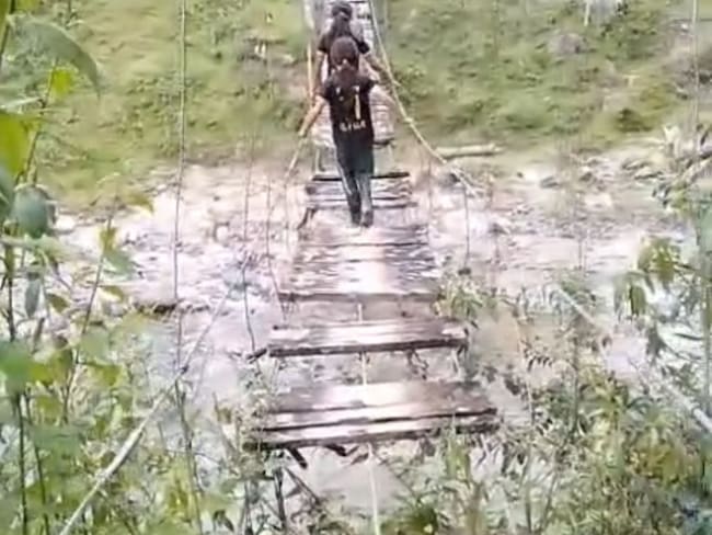 Puente hamaca vereda El Filo, municipio La Esperanza. / Foto: Cortesía.