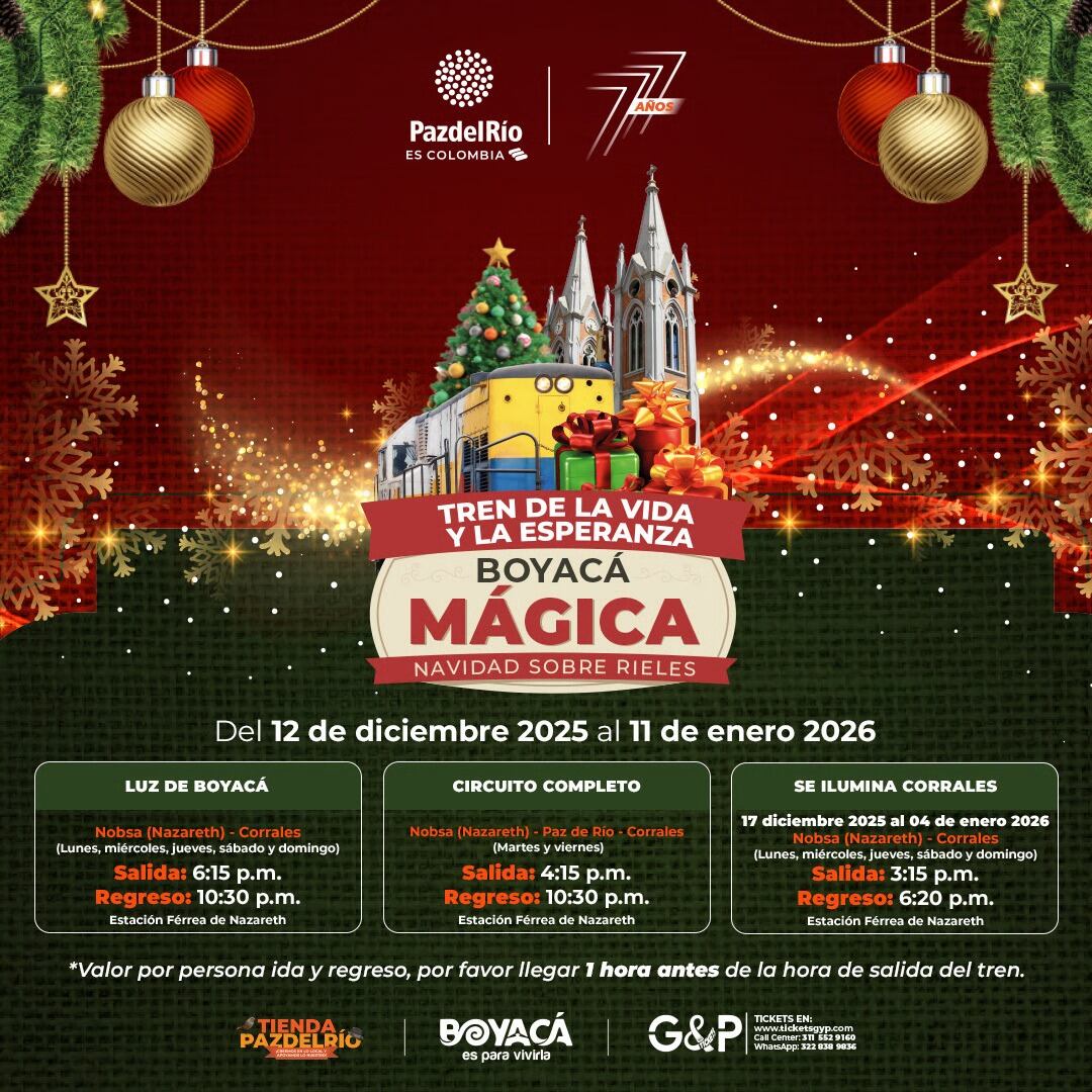 Boyacá celebra la Navidad con el Tren de la Vida y la Esperanza: rutas, vagones de lujo y tradición local
