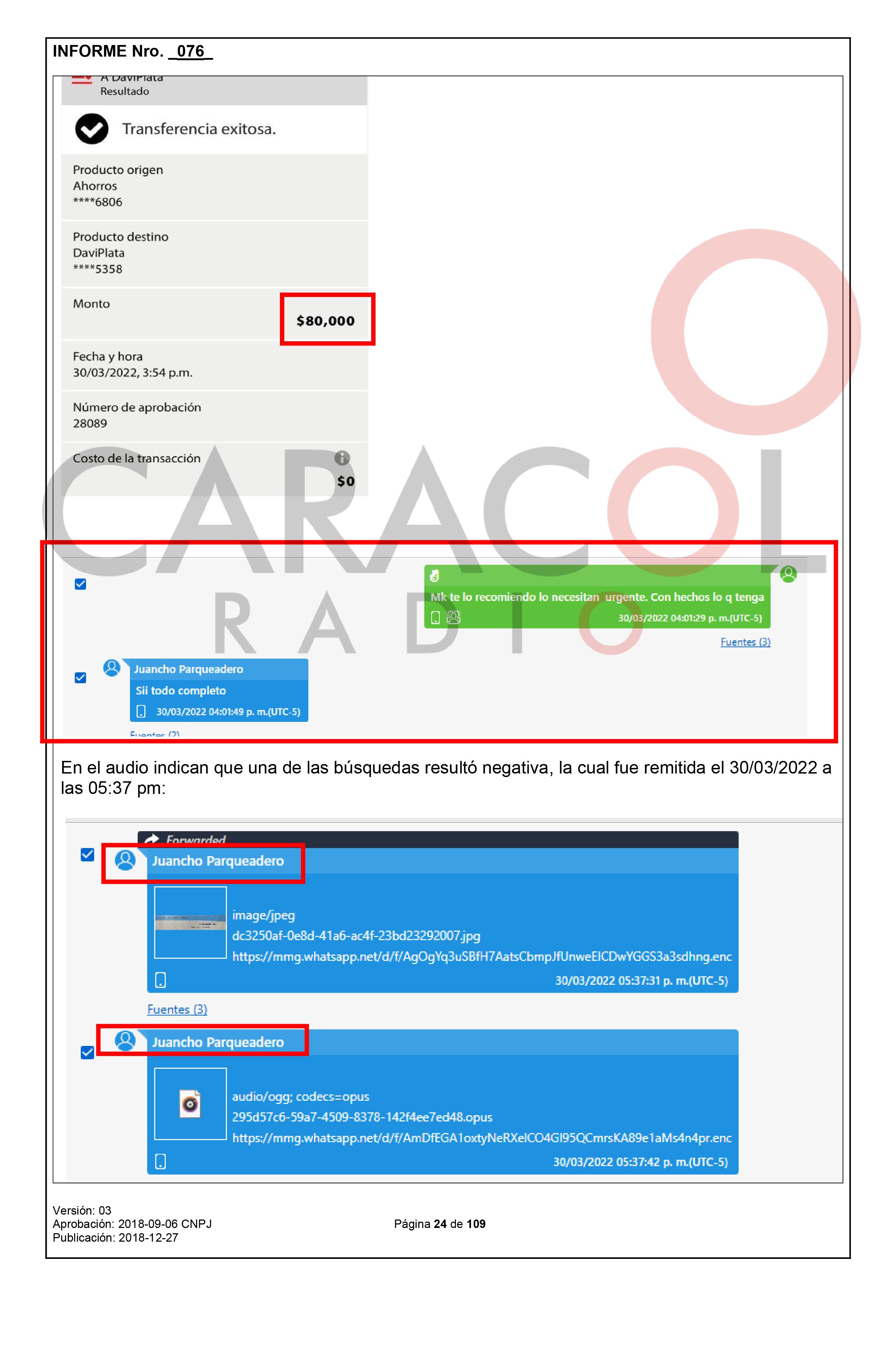 Los pantalazos que la Fiscalía encontró en los celulares del 'narco-chofer' Manuel Antonio Castañeda