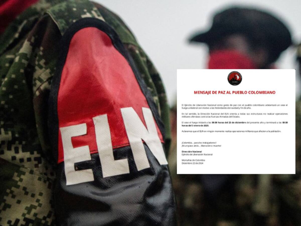 ELN anunció cese al fuego unilateral de 11 días por fiestas navideñas y de fin de año