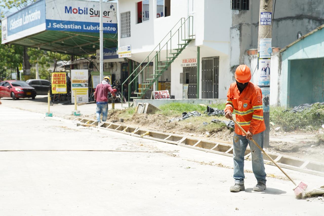 Obras en la vía Pedro Romero. // Alcaldía de Cartagena