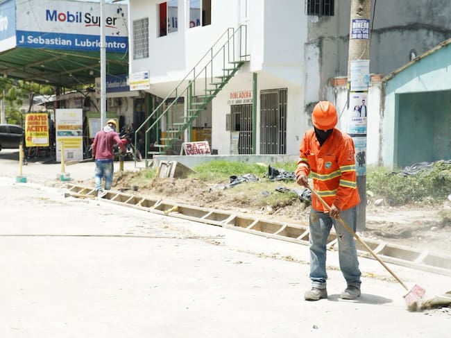 Obras en la vía Pedro Romero. // Alcaldía de Cartagena