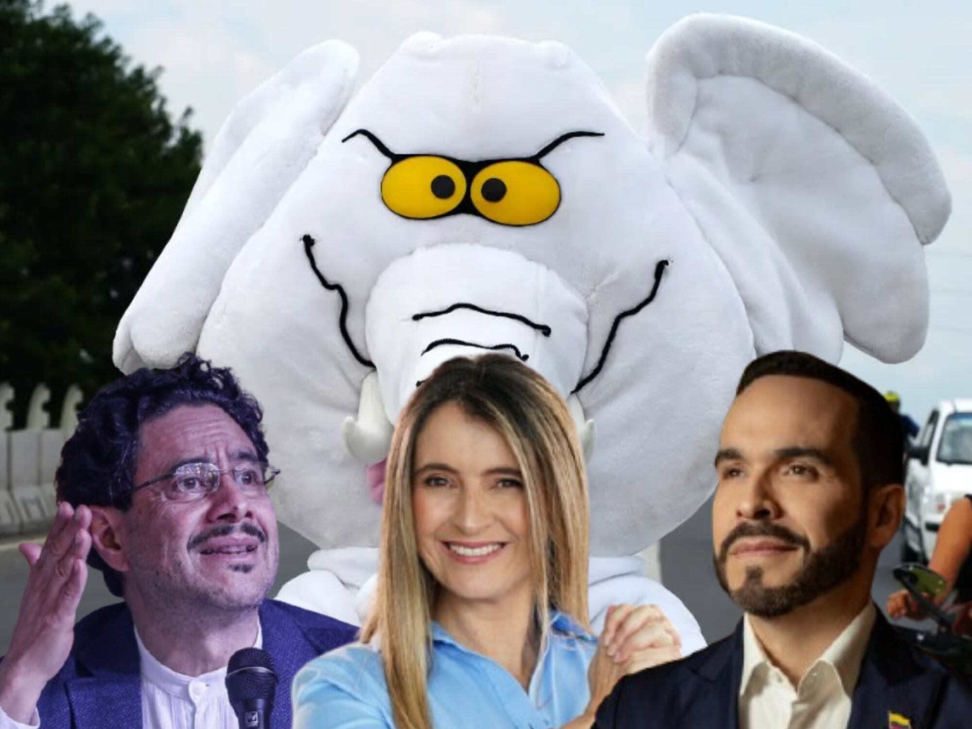 El Elefante, Iván Cepeda, Paloma Valencia y Abelardo de la Espriella. Fotos: @elefantescol / (Colprensa - Catalina Olaya)  / (Colprensa-campaña Valencia) / (Colprensa-Campaña De La Espriella)