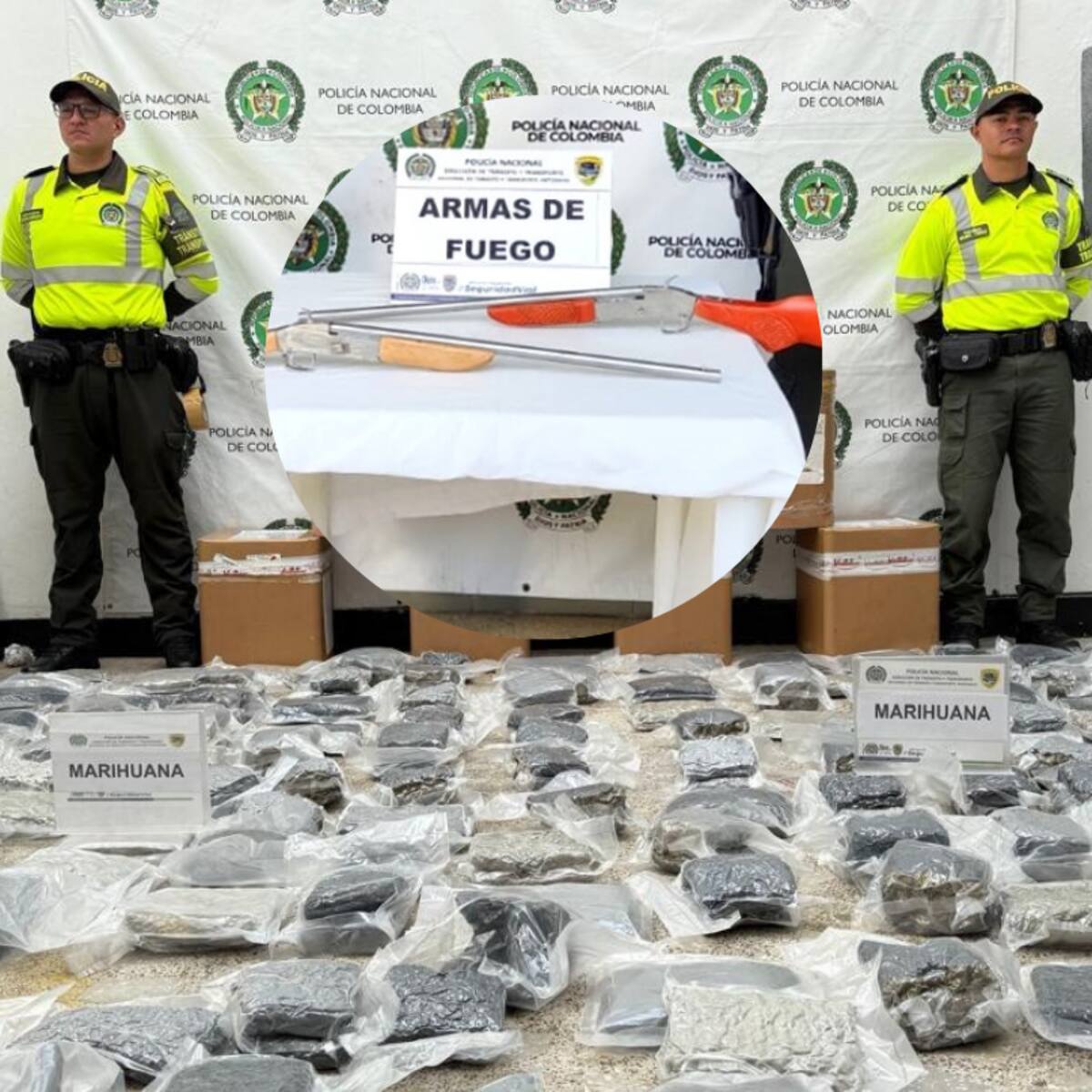 Antioquia: en La Pintada incautaron más de cien kg de marihuana y dos escopetas