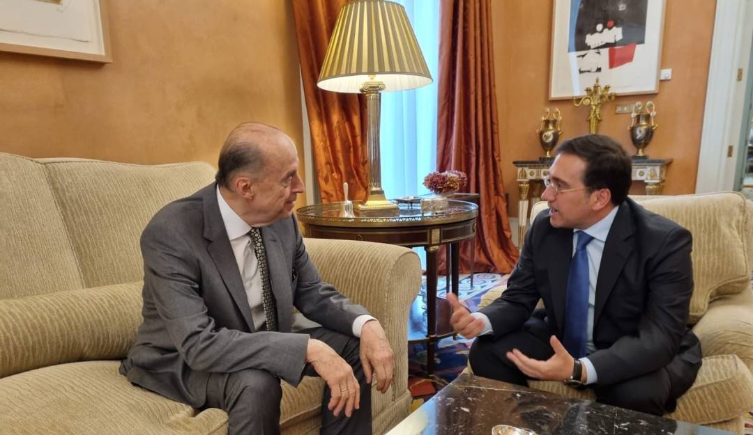 La reunión entre Leyva y Albares. Foto: Twitter @jmalbares