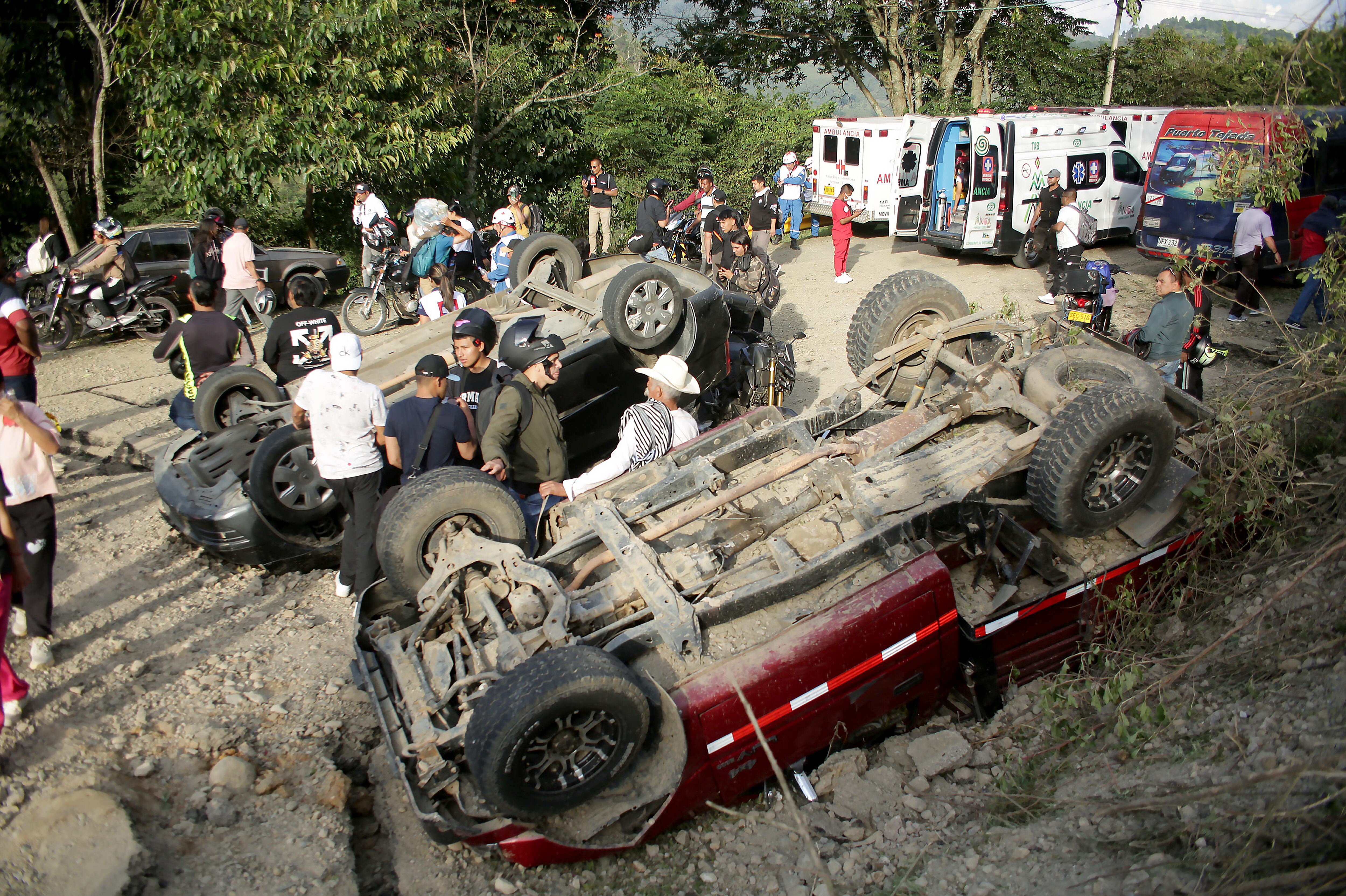 Atentado en la vía Panamericana, en Cauca, el 25 de abril de 2026. Foto: Getty Images.