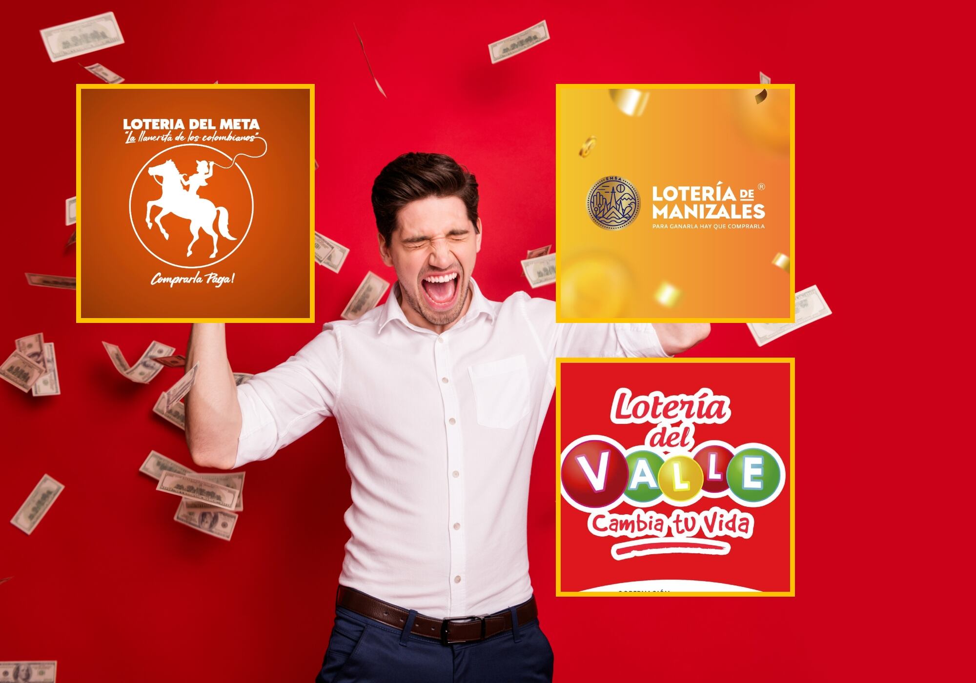 Lotería de Manizales, Lotería del Meta y Lotería del Valle e imagen de referencia. Fotos: Facebook loterías / Getty Images