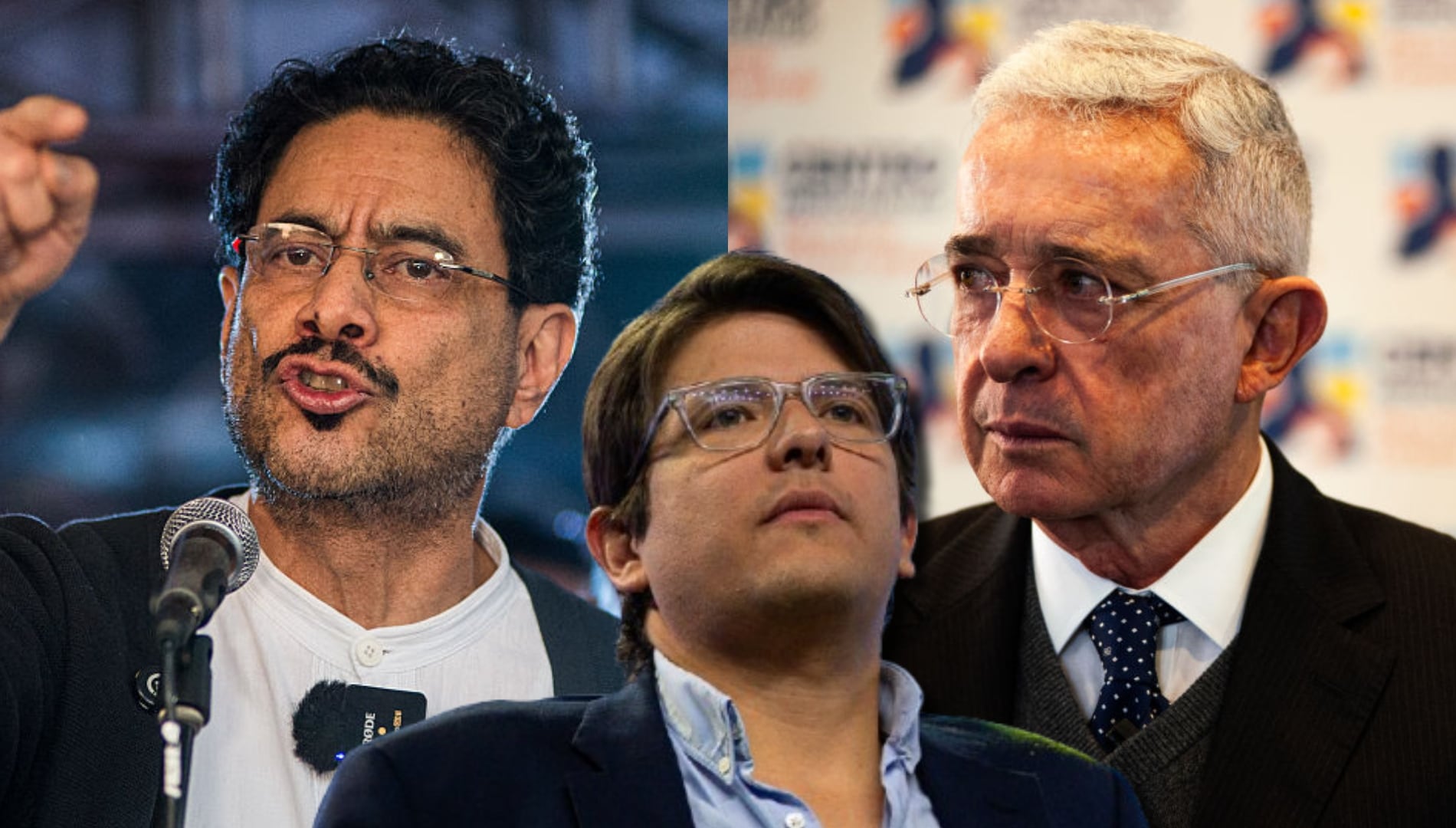 Iván Cepeda, Miguel Uribe y Álvaro Uribe Vélez. Fotos: (Photo by: Sebastian Barros/Long Visual Press/Universal Images Group via Getty Images) /  (Photo by: Sebastian Barros/Long Visual Press/Universal Images Group via Getty Images)  / (Photo by Sebastian Barros/NurPhoto via Getty Images)