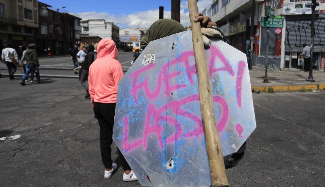 Manifestantes en Quito.