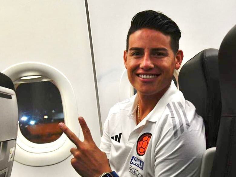 James Rodríguez, capitán de la Selección Colombia, a su llegada a Barranquilla / FCF.