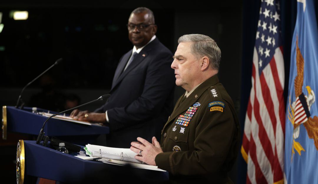 Secretario de Defensa, Lloyd Austin y el General Mark Milley de los Estados Unidos.