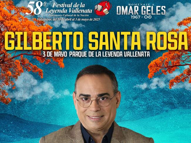 Gilberto Santa Rosa llenará de salsa el Festival de la Leyenda Vallenata 2025