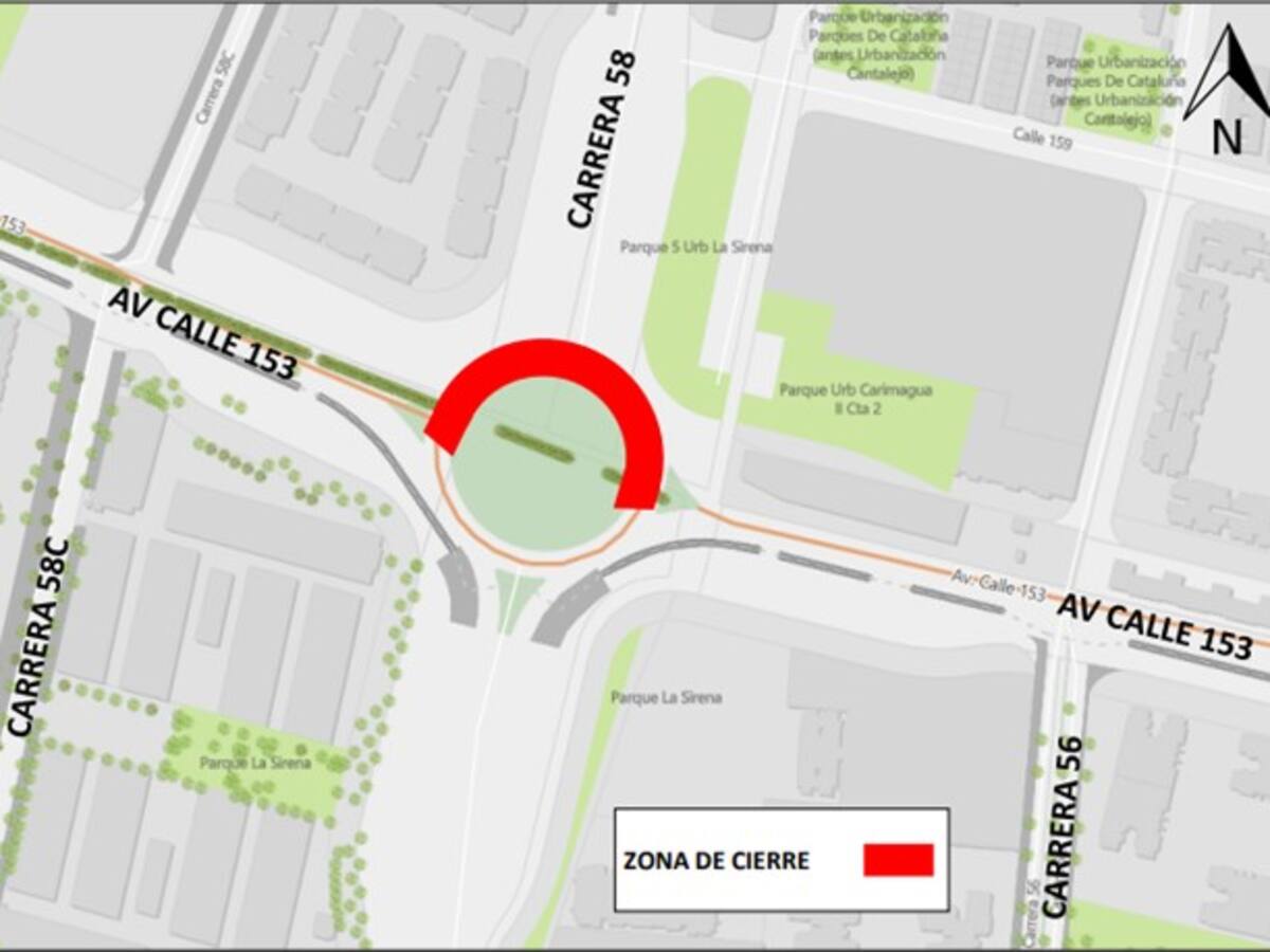 Cierre nocturno en la glorieta de la Av. 153 del 15 al 19 de Noviembre por Obras