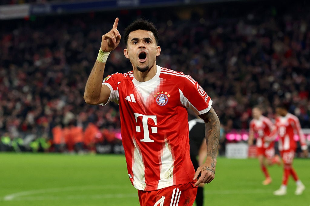 Luis Díaz celebrando uno de sus goles con el Bayern Múnich en la Bundesliga / Getty Images
