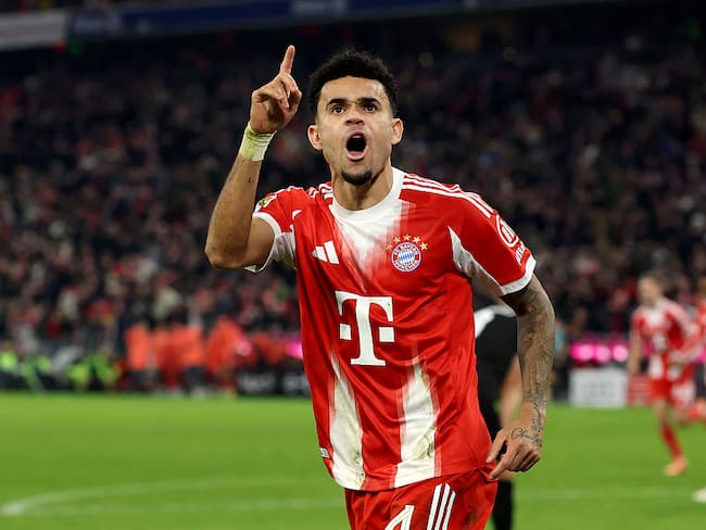 Luis Díaz celebrando uno de sus goles con el Bayern Múnich en la Bundesliga / Getty Images