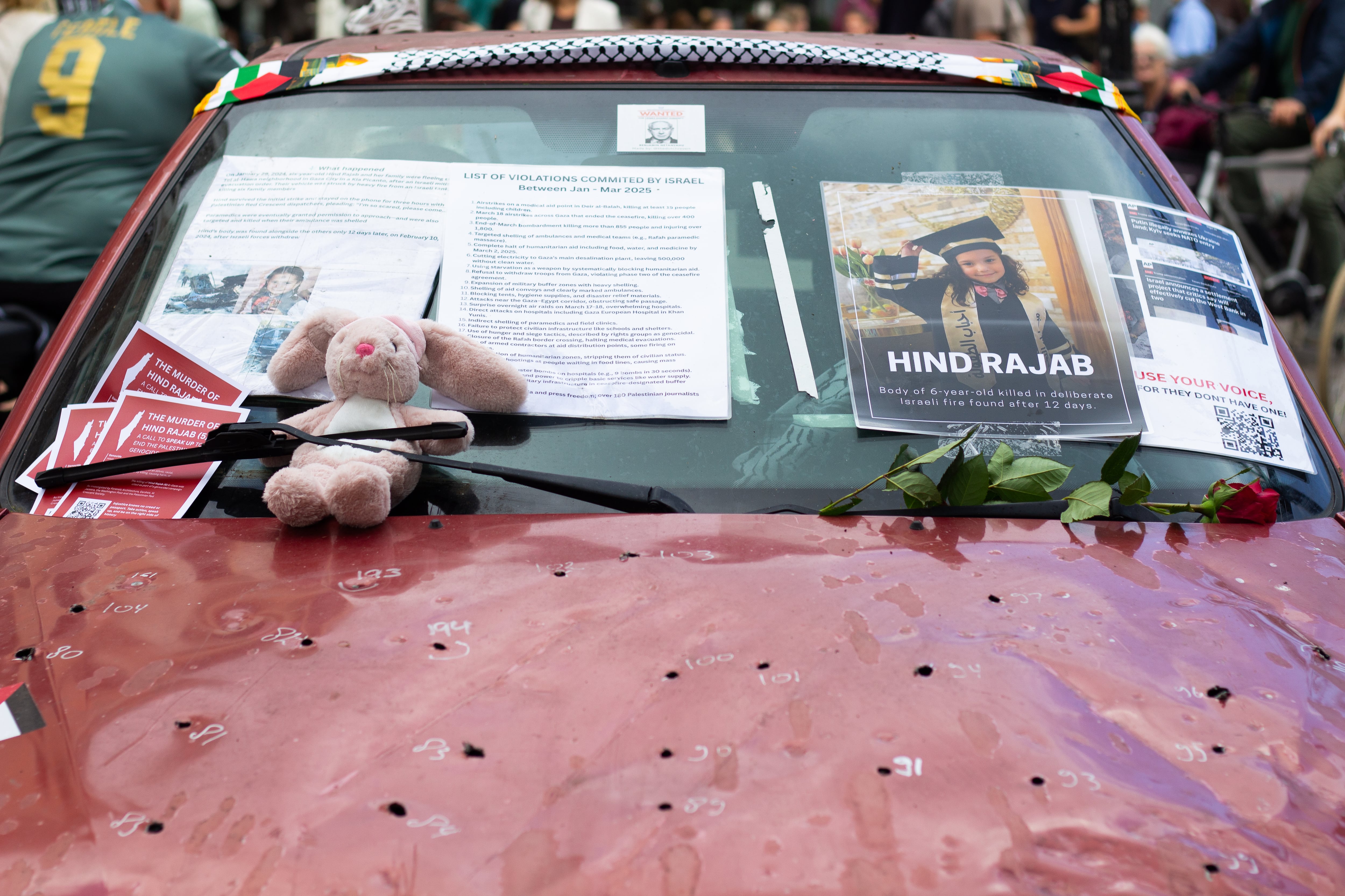 Manifestaciones en rechazo al asesinato de Hind Rajab.
(Foto:   Abdullah Asiran/Anadolu via Getty Images)