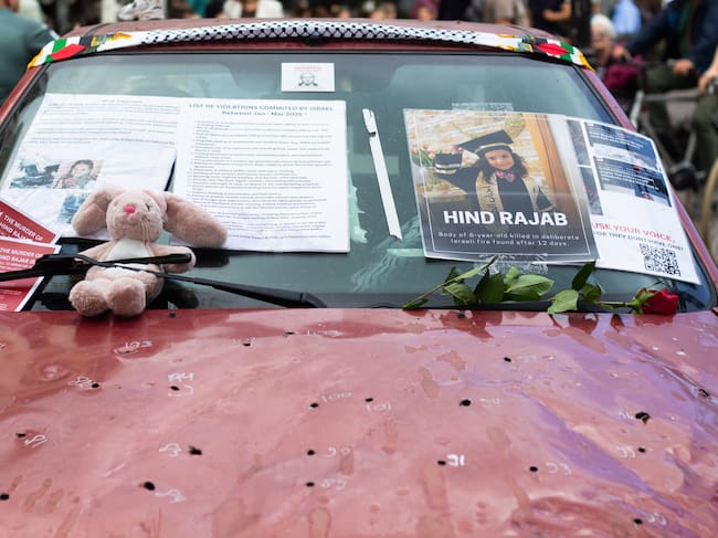 Manifestaciones en rechazo al asesinato de Hind Rajab.
(Foto: Abdullah Asiran/Anadolu via Getty Images)