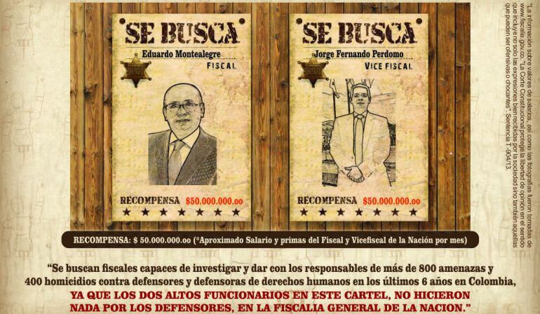 Somos Defensores "ofrece recompensa" por el fiscal y vicefiscal.