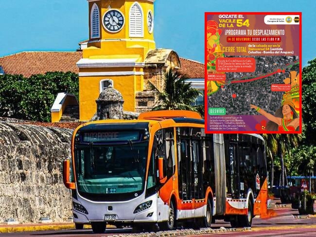 Cierres viales en Cartagena por “Vacile de la 54”, 15 y 16 de noviembre: Desvíos y rutas alternas