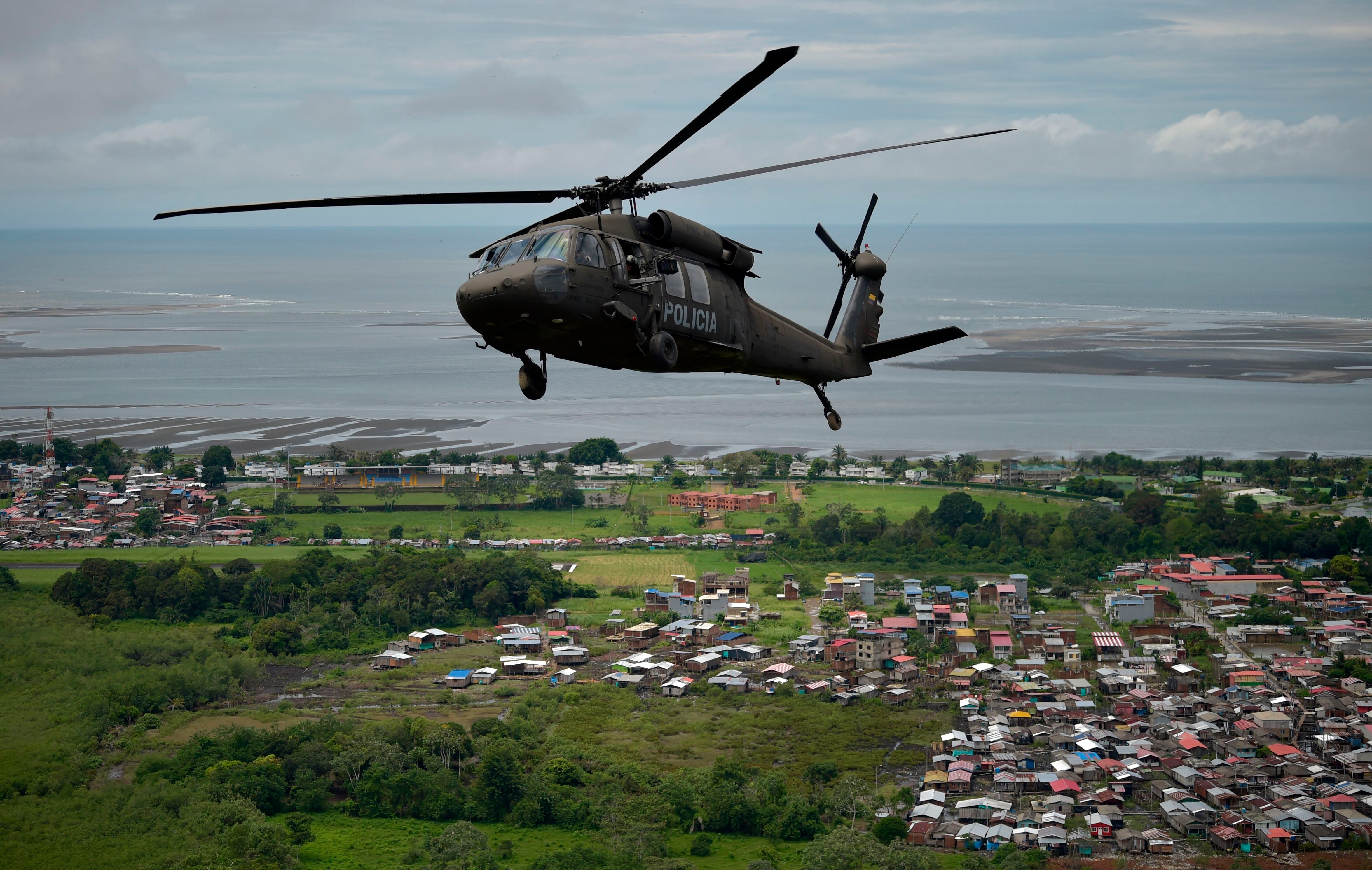 Helicóptero militar de la Policía de ColombiaGetty Images)