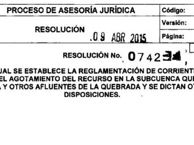 Resolución de la Carder