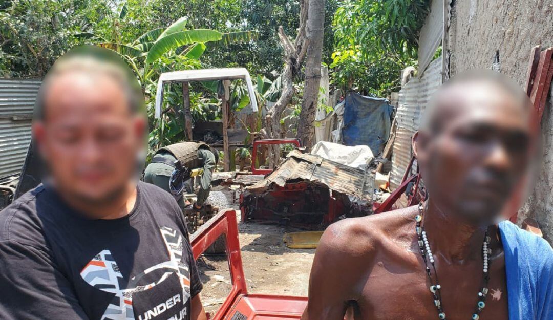 Cuatro personas fueron capturadas cuando se encontraban desbalijando un carro tipo campero en el barrio El Pozón