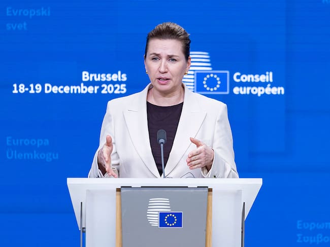 Mette Frederiksen, primera ministra de Dinamarca. FOTO: Nicolás Economou/NurPhoto via Getty Images
