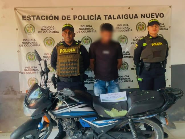 La moto salía reportada como hurtada en Valledupar. // Policía de Bolívar