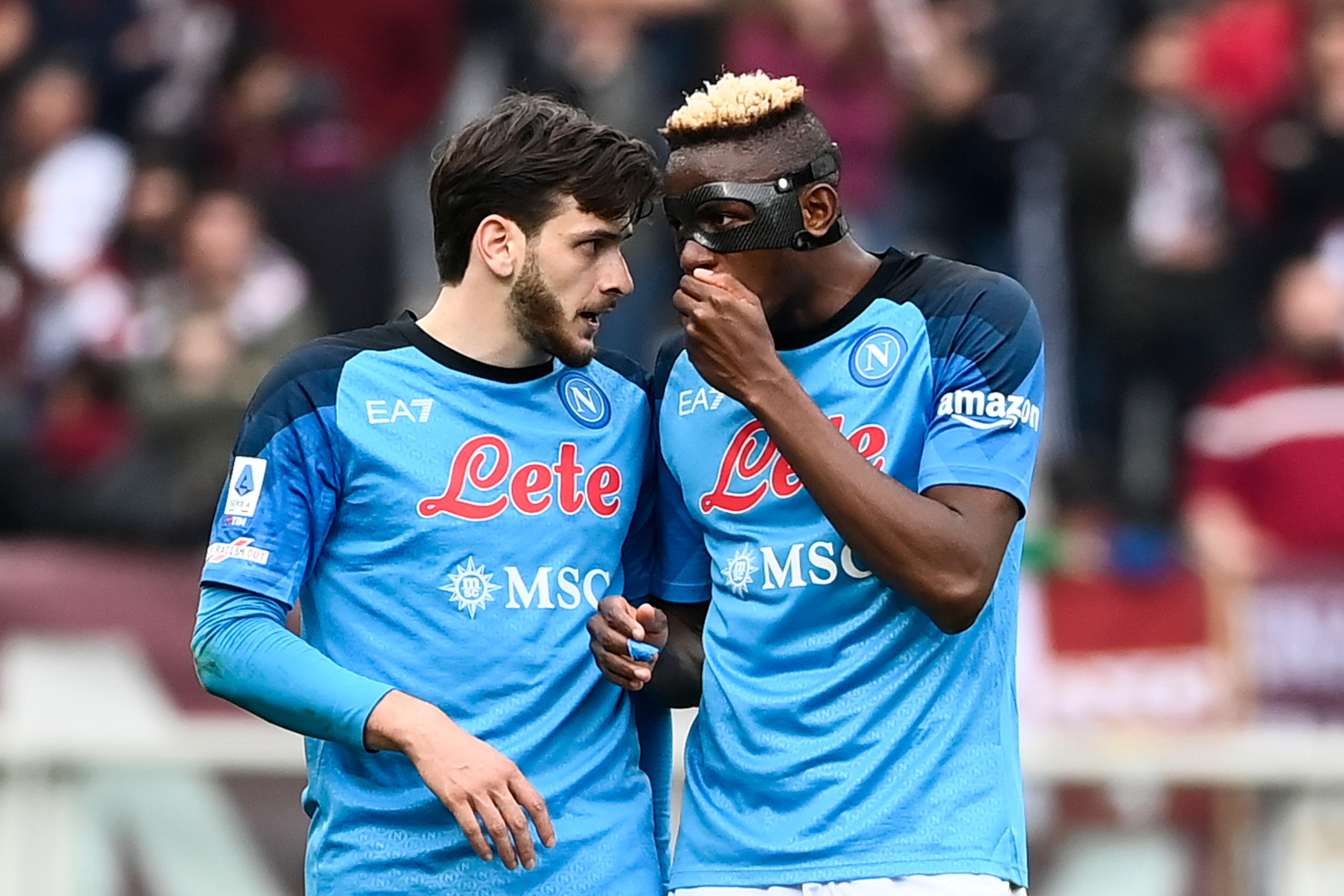 Khvicha Kvaratskhelia junto a Victor Osimhen en el SSC Napoli. (Photo by Stefano Guidi/Getty Images)