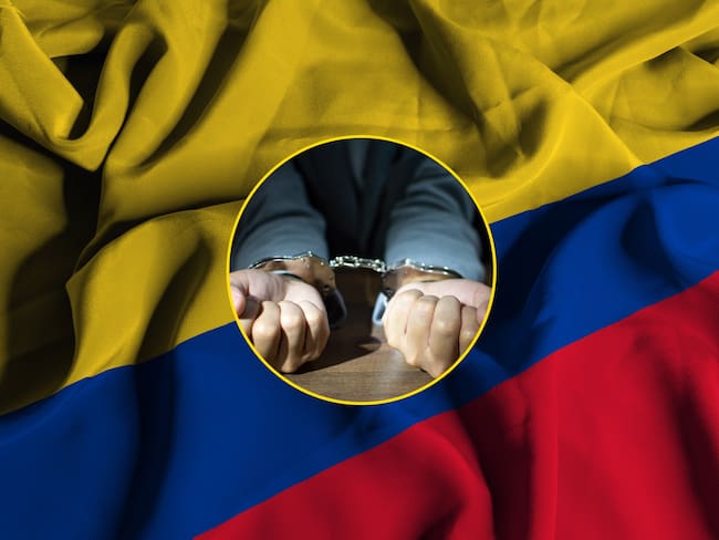 Bandera de Colombia e imagen de referencia de detenido. Fotos: Getty Images