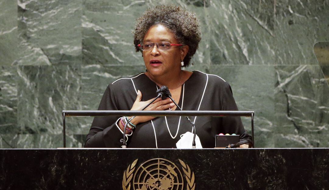 Mia Mottley, primera ministra de Barbados.