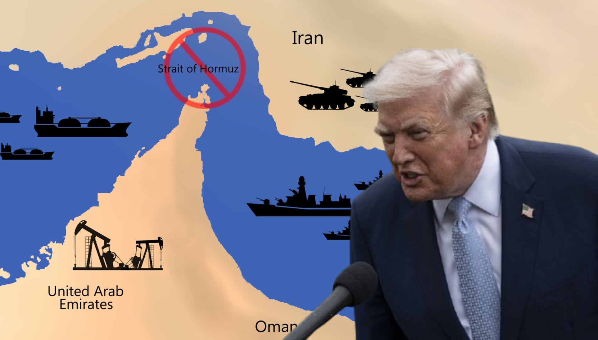Estrecho de Ormuz y Donald Trump. Fotos: Getty Images / (Photo by Celal Gunes/Anadolu via Getty Images)