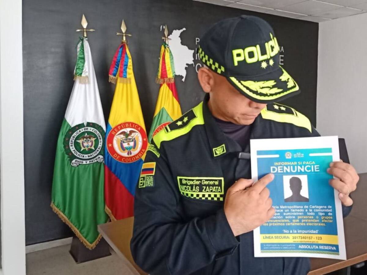 Policía elaboró cartel para incentivar denuncia en elecciones en Cartagena