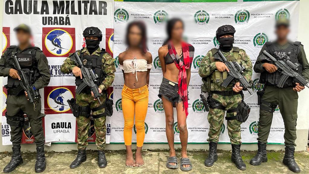 Capturadas por el delito de extorsión en Carepa- foto policía Urabá