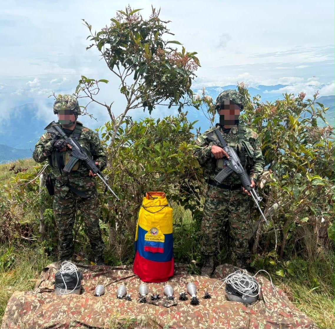 Explosivos incautados a las disidencias. Cortesía: Ejército Nacional.