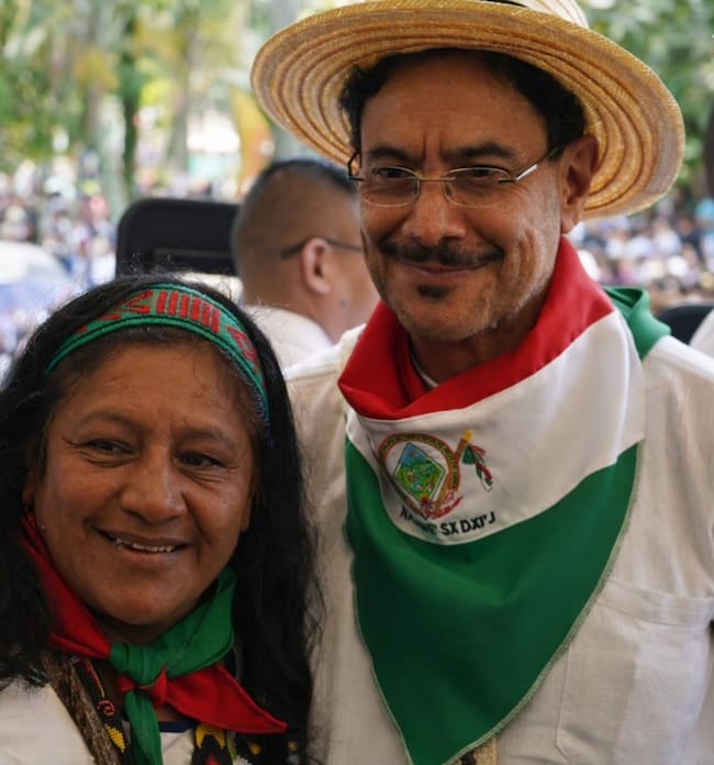 Indígenas del Cauca celebran designación de Aída Quilcué como fórmula vicepresidencial de Cepeda. Crédito: Consejo Regional Indígena del Cauca CRIC