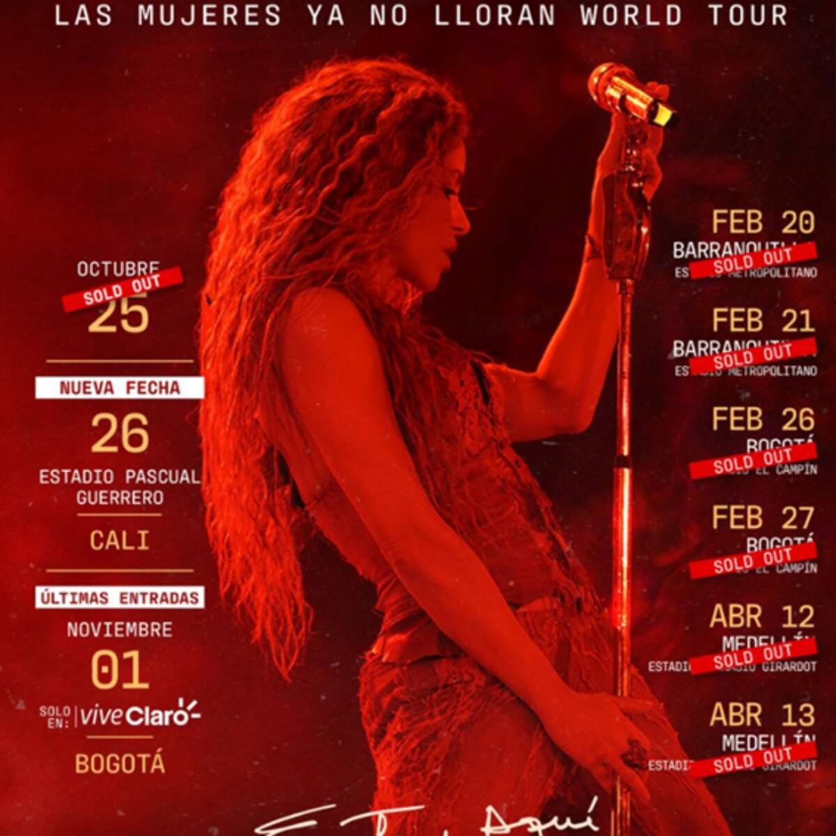 Shakira anuncia Segunda Fecha en el Pascual Guerrero de Cali