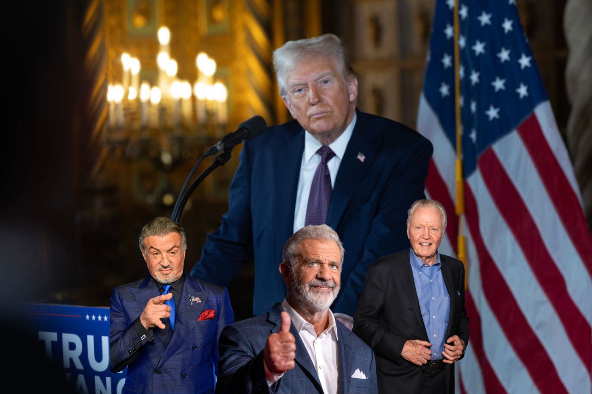 Los actores Jon Voight, Mel Gibson y Sylvester Stallone serán “embajadores especiales” en Hollywood, California.