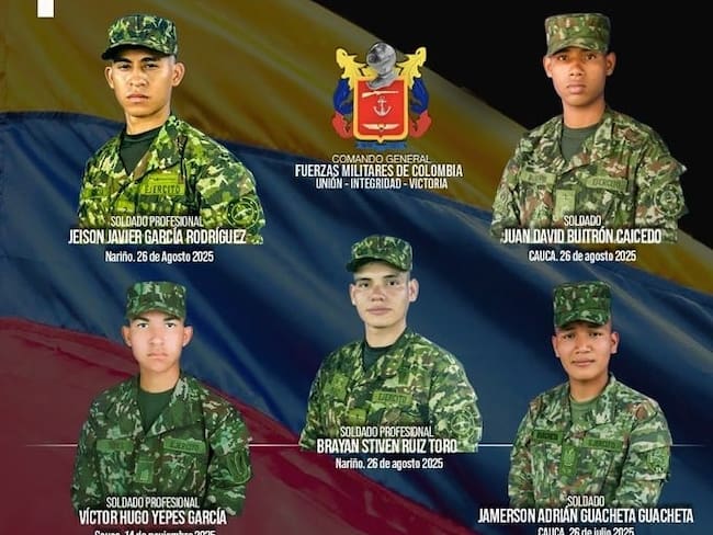 Soldados secuestrados en el suroccidente del país. Crédito: Ejército Nacional.