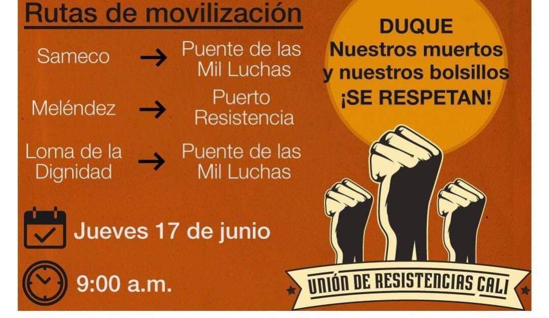Convocatoria a marchas en Cali