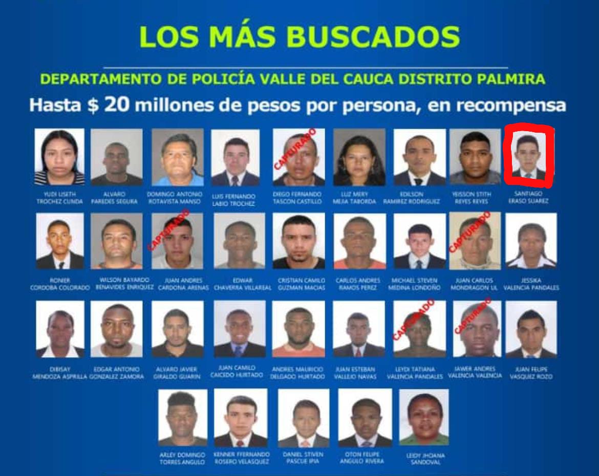 Capturado alias ‘Santi’, uno de los más buscados del Valle por tráfico de drogas
