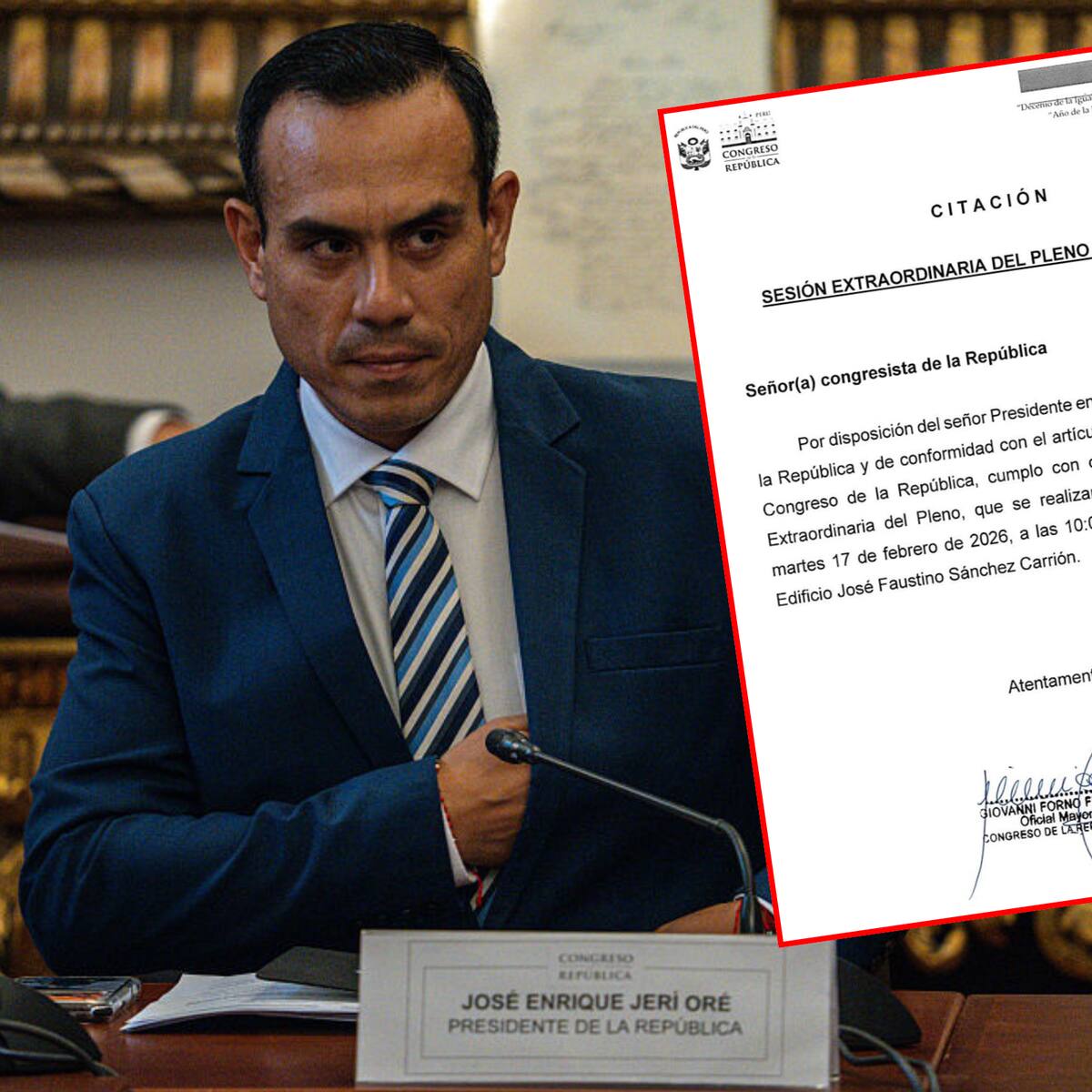Congreso de Perú debatirá el martes destitución de presidente José Jerí