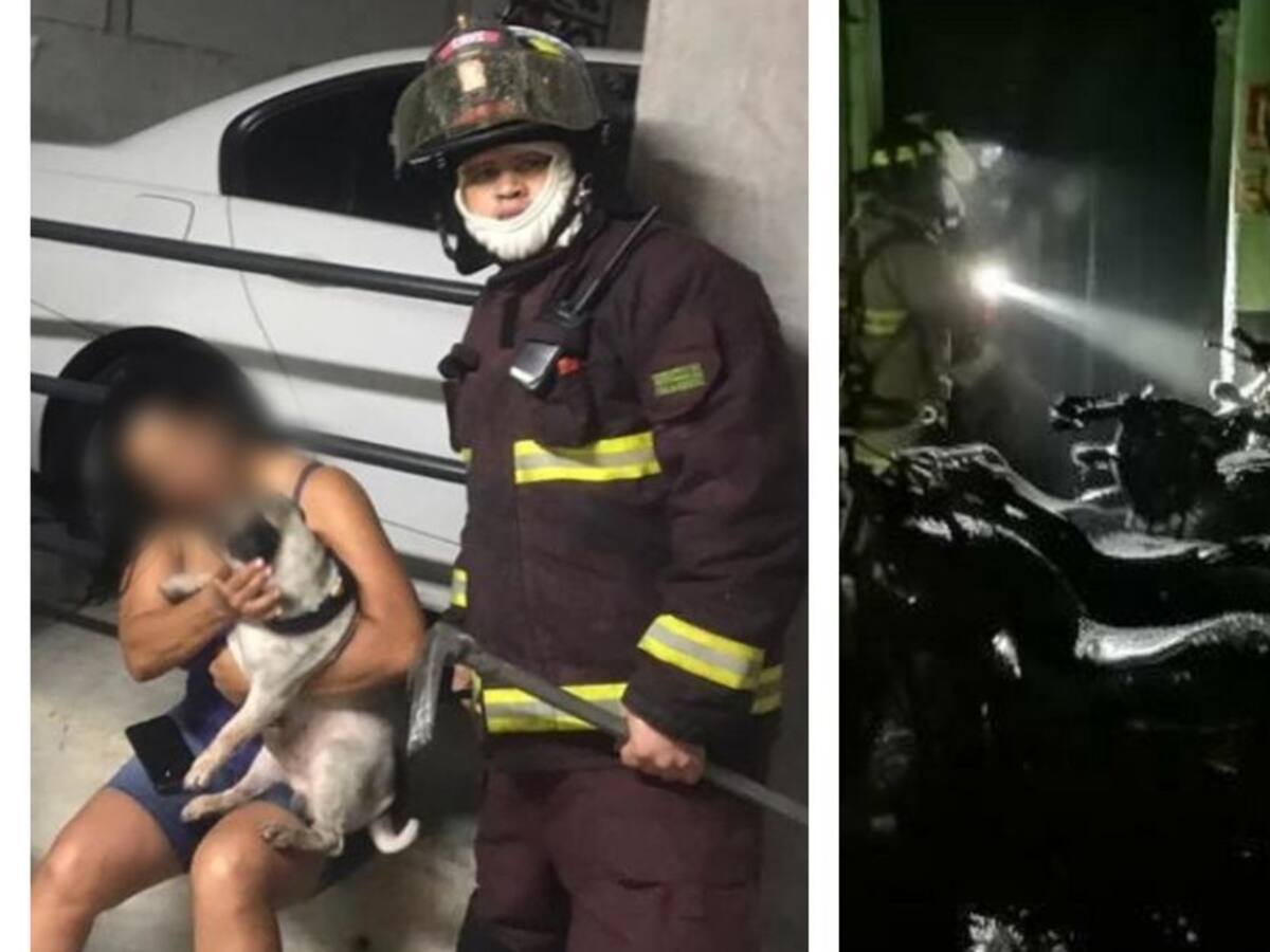 En Sabaneta, bomberos rescatan un perro atrapado en un incendio
